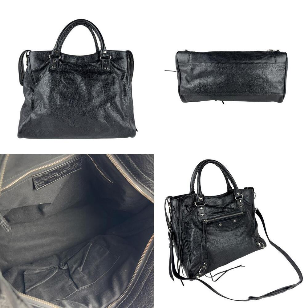 Balenciaga City Leather Shoulder Bag Black Silver - Picture 3 of 4